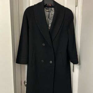 Ladies vintage wool blend coat size 10 USA made black silk lined heavy